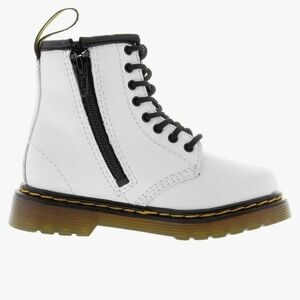 Dr. Martens 1460 Softy White/Black Leather Boots, Girls Toddler, US 7
